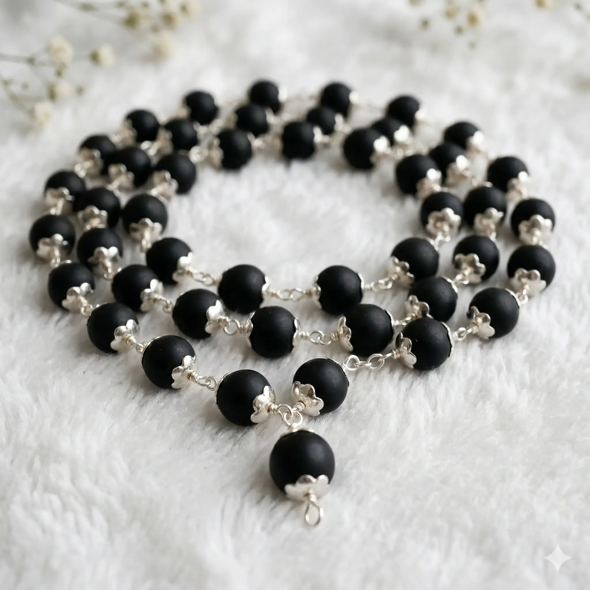 Silver Coated Karungali Mala - Image 1